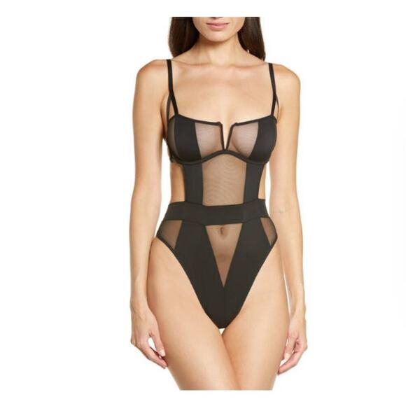 Bluebella Orla Sheer Bodysuit Black 34A US Lingerie One Piece Wired NEW/NWT!! - Picture 1 of 15